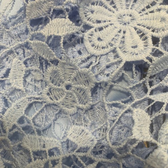 NWT AUXO COLLECTION BLUE OFF SHOULDER LACE/CROCHET DRESS SMALL - Picture 10 of 10
